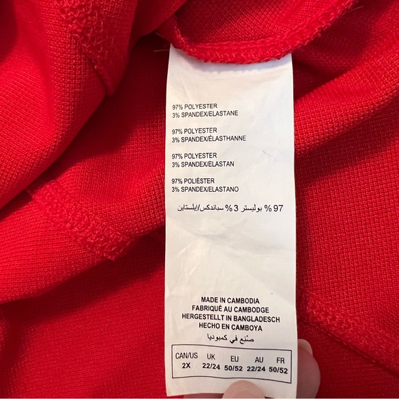 ADDITION ELLE - Nola Ladies Zippered Collar Golf Workout Shirts - Black & Red - Picture 15 of 16